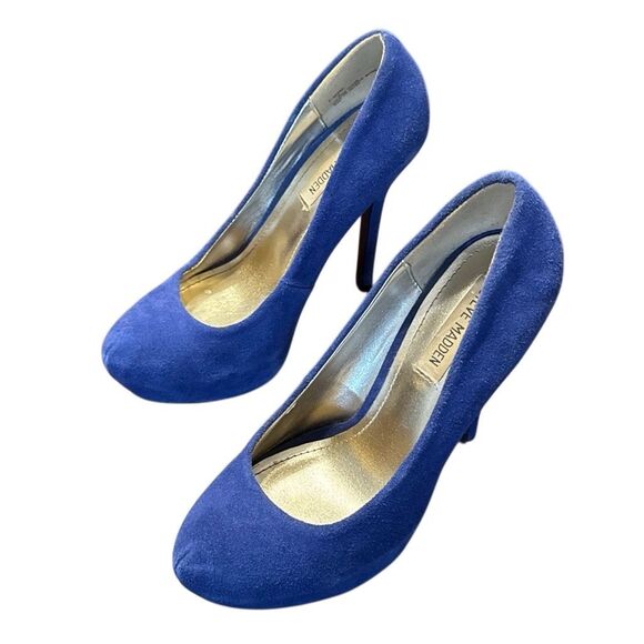 Steve Madden Ressa Blue Suede Ultra High Platform Heels Women’s US 8 - Picture 1 of 10